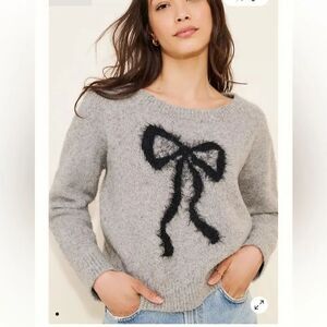 Anthropologie Maeve Bow Icon Shimmer Sweater